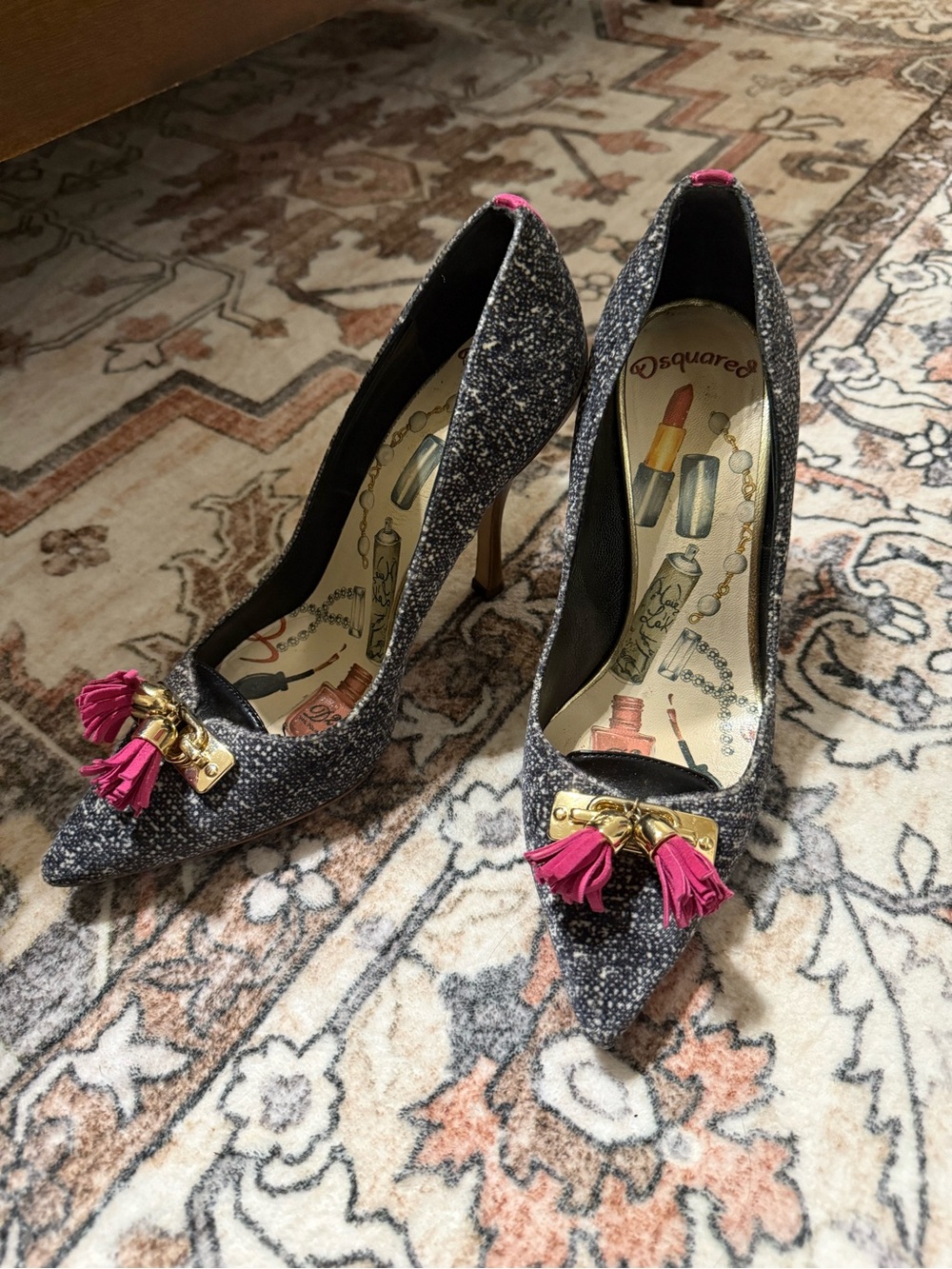 DSquared2 Velvet Tweed Tassle Heels